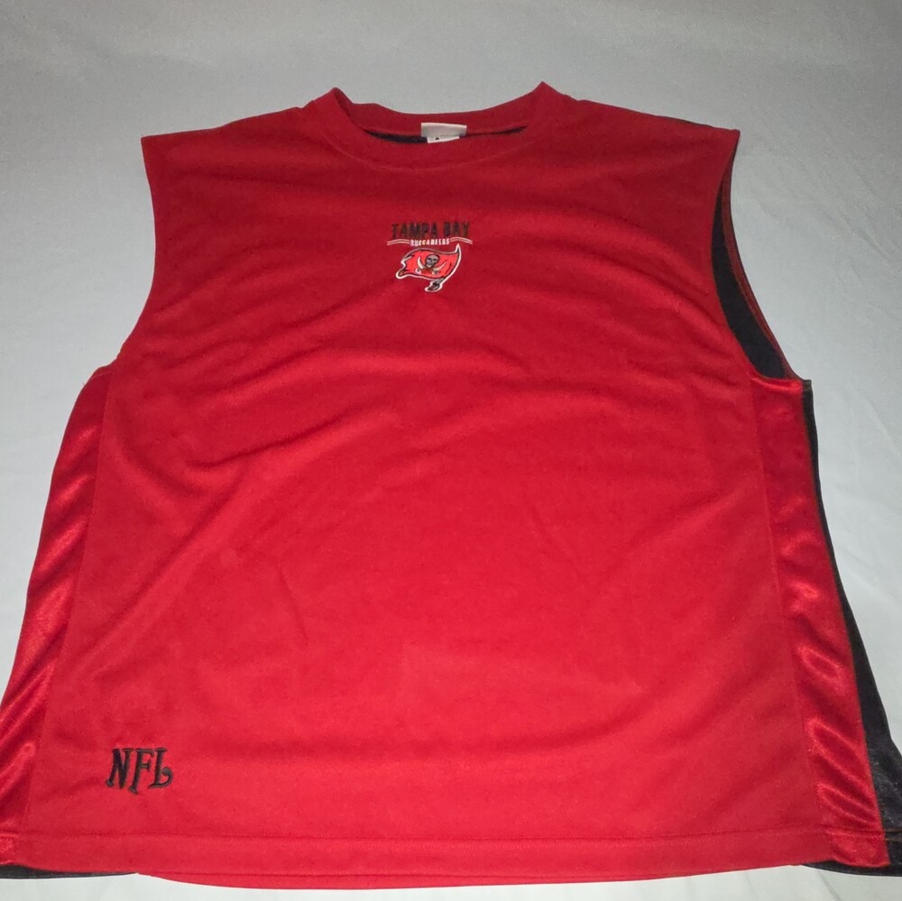 NFL Tampa Bay Buccaneers Sleeveless Shirt Red Black Football Size XL